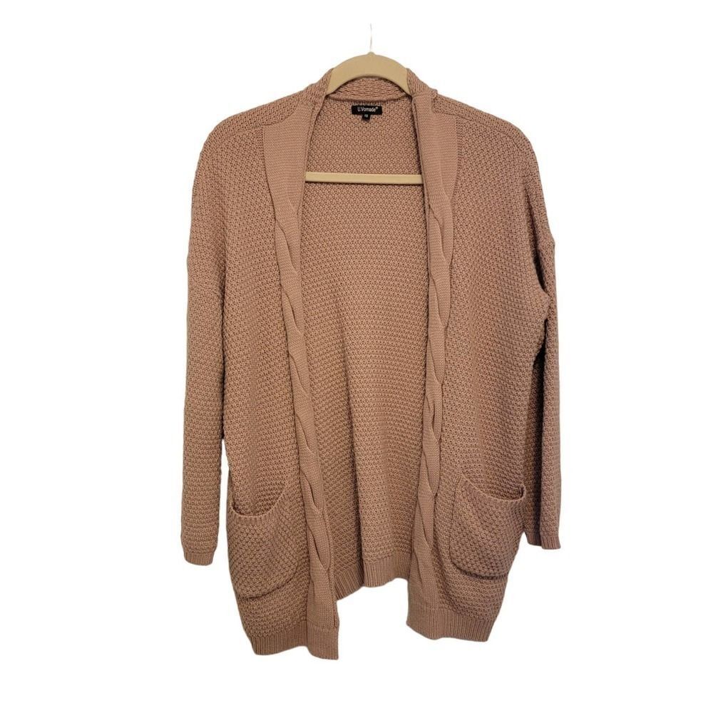 U.Vomade Cardigan Pink Tan Size 1X Cozycore